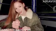 рыжая надрачивает член с видом на город
