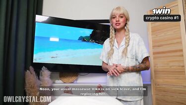 Развел массажистку Оул Кристал на минет и секс
